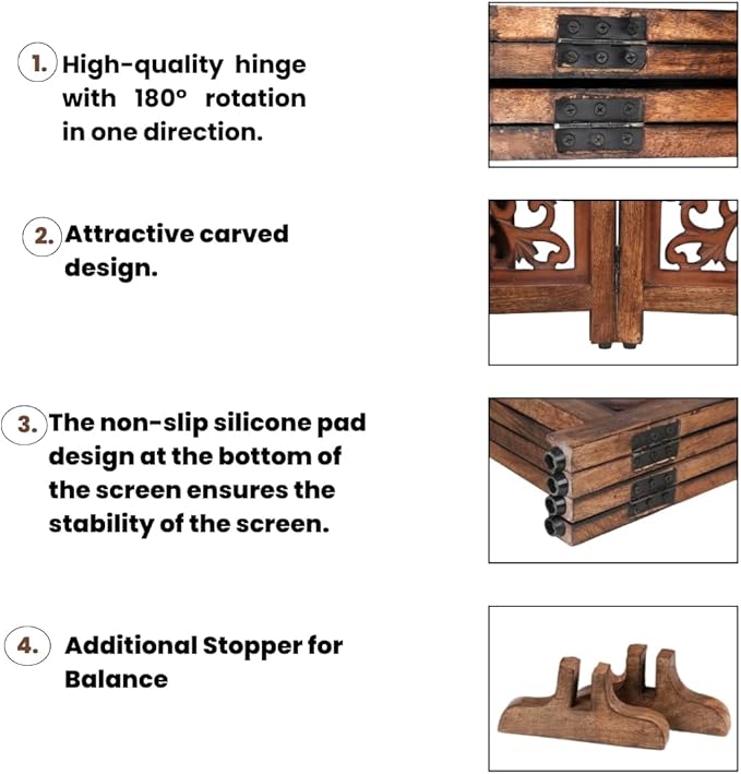 Decorative Wooden Pet Gate, Dog Fence, Cat Gate, Foldable, Adjustable, Portable, Extra-Wide, Wooden Dog Barrier, Free-Standing Puppy Gate 4 Panels for Indoor, Doorways, Stairs-26x52 Inch Antique Burnt