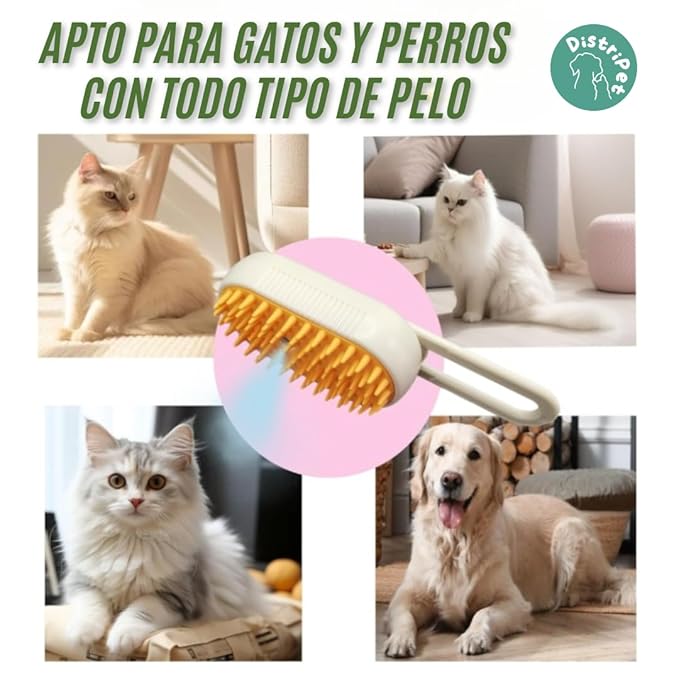 Cat Steam Brush, 3 in 1 Dog Brush, Cleaning, Massaging and Brushing, Self-Cleaning and Electric Grooming Comb for Long or Short Hair Pets