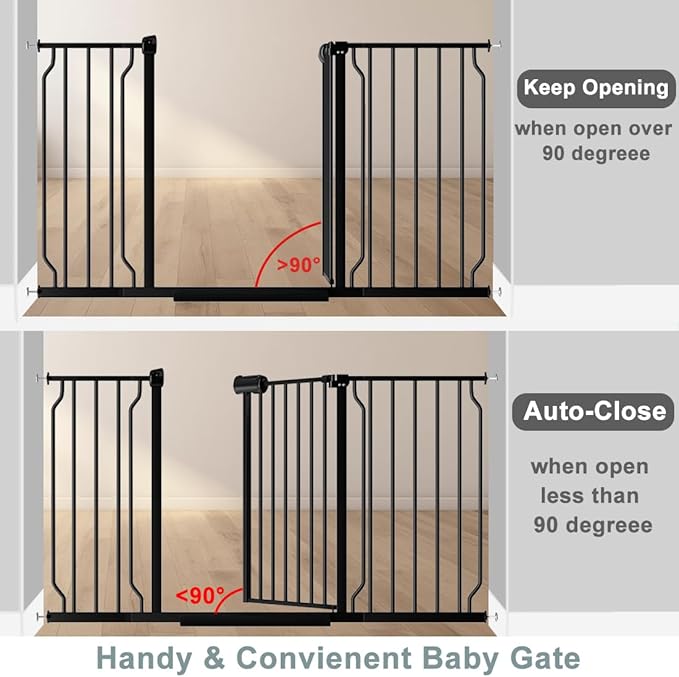 Fairy Baby Extra Wide Baby Gate 85.8-90.5 Inch Wide, Walk Through Pressure Mounted No Drill for Doorways, Long and Large Tension Gate for Pet and Kids