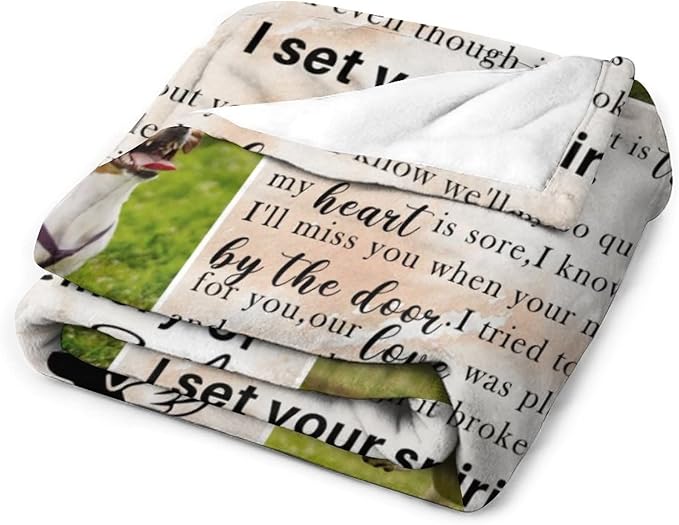Artsadd Dog Name Custom Throw Blanket with Pictures,Dog Memorial Blanket Personalized Memory Gift for Family and Friends Customized Bed Throw Blanket Sympathy Remembrance Made in USA