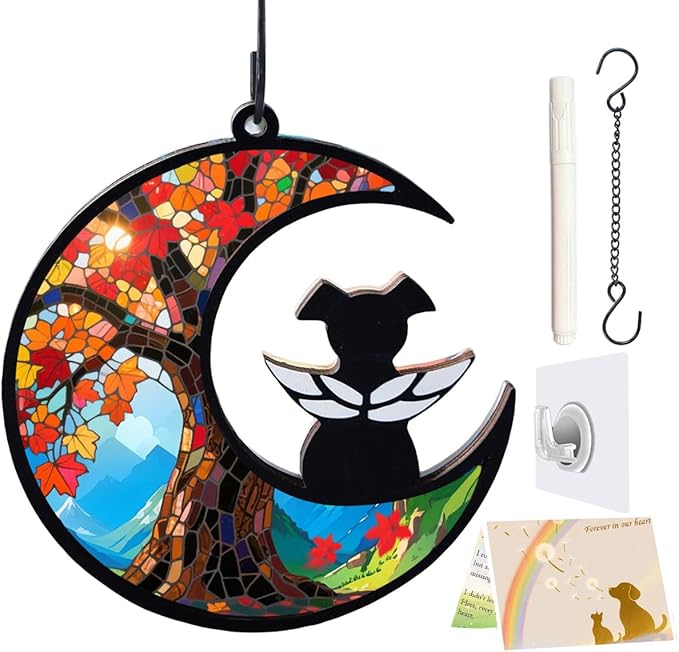 Dog Memorial Suncatcher, Loss of Dog Sympathy Gift for Pet Lovers, Cats Remembrance Ornament, Pet Memorial Gifts, Life Tree