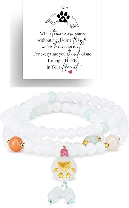 LINGYUAN Pet Memorial Gifts for Dogs Cats, Pet Memorial Bracelet, Remembrance Pet Loss Sympathy Gift for Cat Dog Lovers, Bereavement Gifts for Loss of Pet