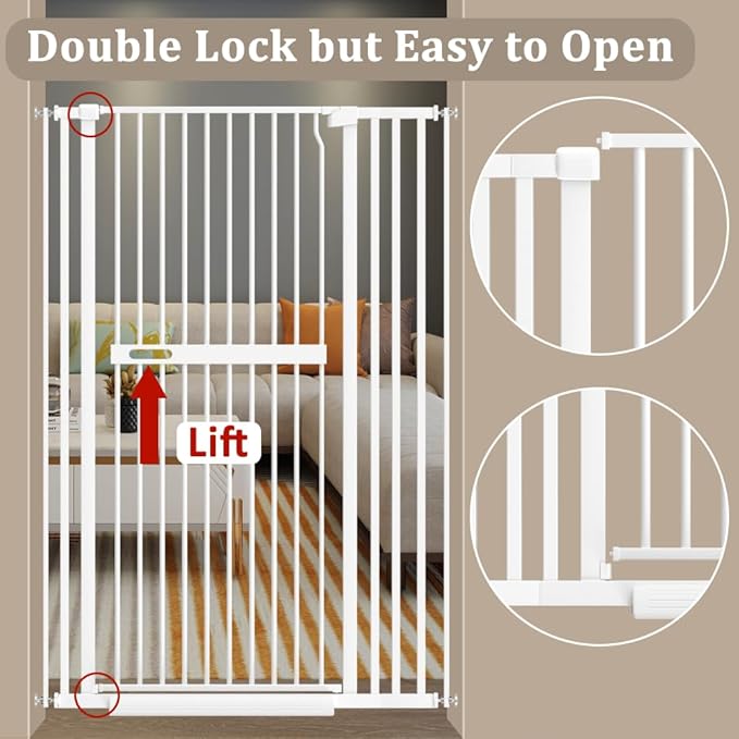 71" Extra Tall Cat Pet Gate for Doorways Indoor Proof,29.92-45.67" Wide Tall Dog Puppy Safety Baby Gate for Cat Pet,Pressure Mounted No Drill Walk Through White Metal