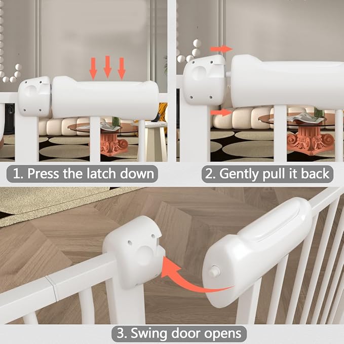Fairy Baby Extra Wide Baby Gates 53-57.5 inch, Auto Close Child Safety Gates for Stairs Banister Doorways Hallway, Adjustable Metal Dog Gate with Door for Kids or Pets