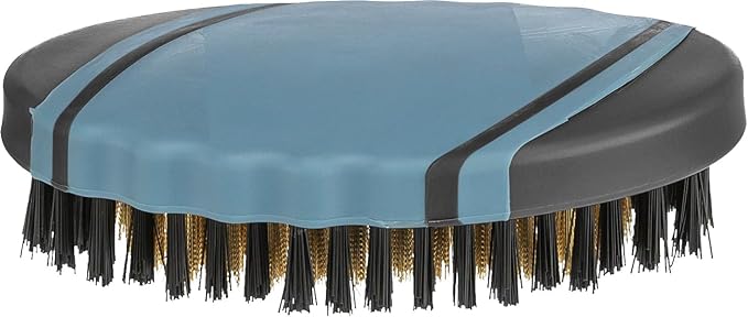 Trixie Grooming Brush for Dogs - for Massaging and Shining the top Coat and Undercoat of Short Coats - Nylon and Brass bristles - Rubberised - 7 x 12 cm - Black/Blue - 2319