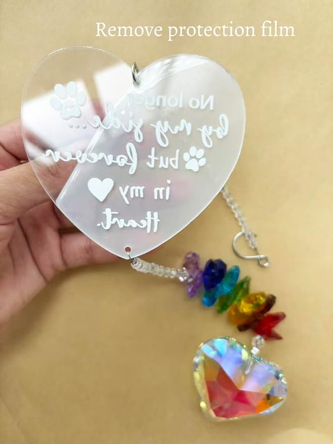 Andthen Dog Memorial Gifts for Loss of Dog, Dog Memorial Crystal Suncatcher with Rainbow Bridge Card