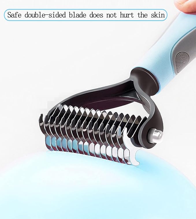 Pet Grooming Tool-2 Sided Undercoat Rake for Dogs &Cats-Safe and Effective Dematting Comb for Mats&Tangles Removing-Deshedding Brush for Large Dogs to Small Dogs(Large)