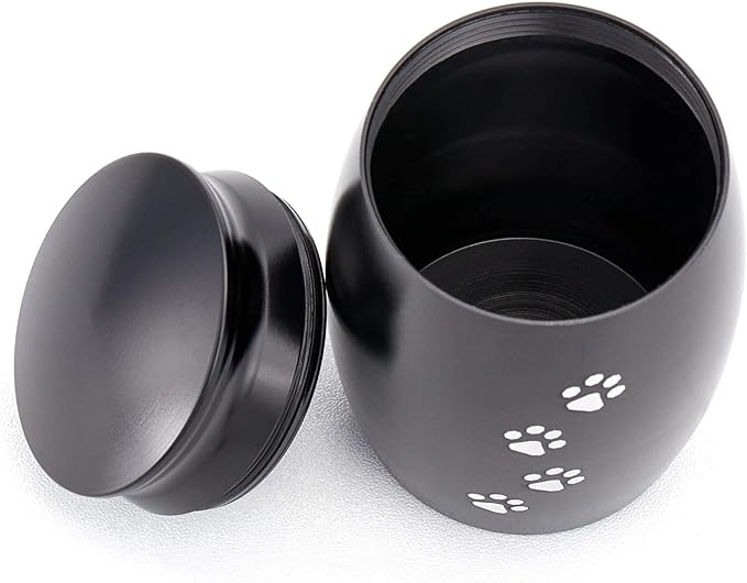 2.67 Inches Small Cremation Urns for Dog or Cats Ashes,Mini Black Pet Ashes Keepsake with Paw Print