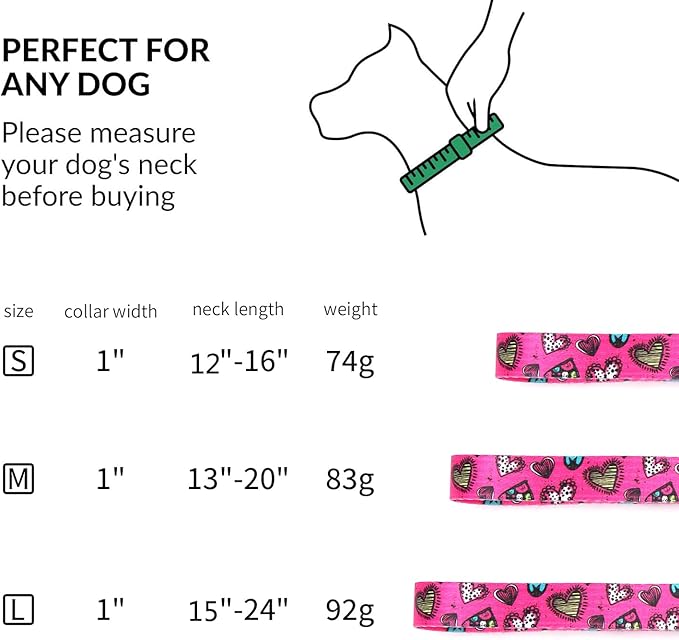 Martingale Dog Collar with Stainless Steel Chain - Limited Chain Cinch Training Collar for No Pull Training Dog - Flower Multicolor Cute Patterns - Premium No Slip Collar (HA12NO21, S)