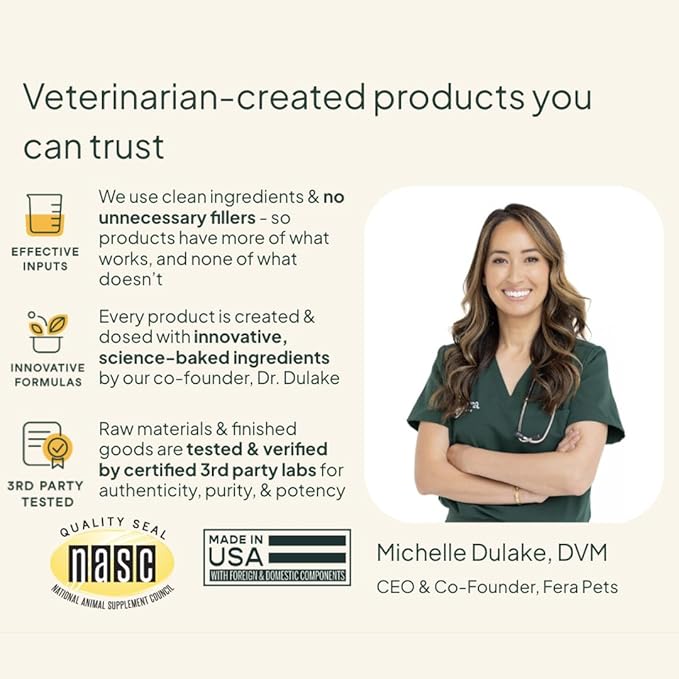 Fera Pets Dog Calming Chews - Helps Manage Everyday Stress & Separation - Promotes Relaxation - Ashwagandha & Priome® Mental Wellbeing Postbiotic Blend - 90 Soft Chews