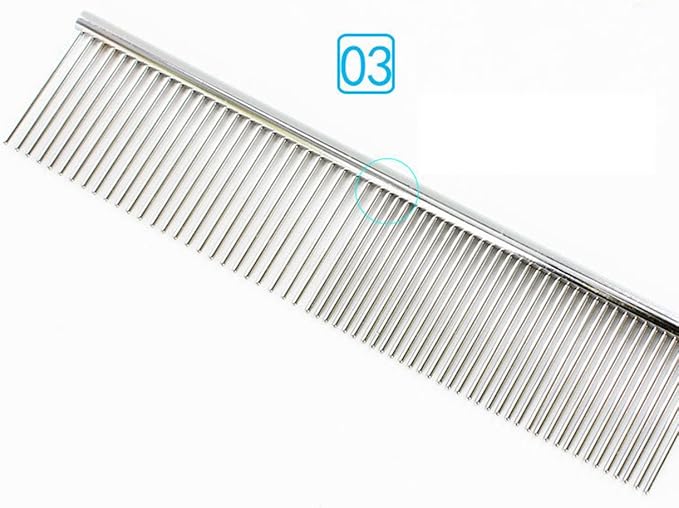 1Pc Grooming Comb Dematting Removing Dead, Matted or Knotted Hair Stainless Steel Pet Grooming Comb for Cats, Dogs (Medium)