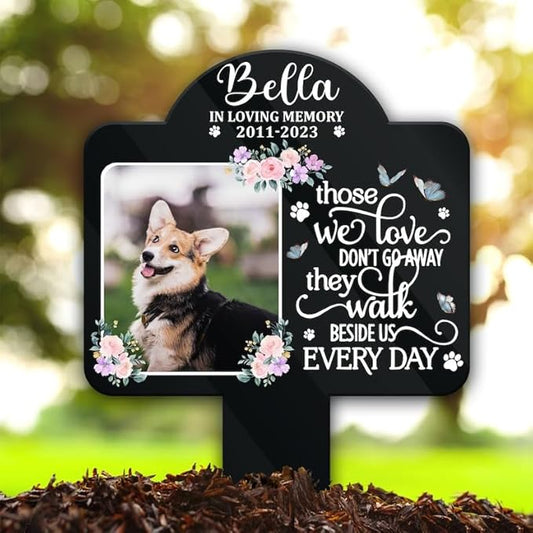 Personalized Dog Memorial Stake Custom Dog Cat Photo Metal 8x8 inch Pet Grave Marker Loss Gift Sympathy Gift for Lover (Style 33)