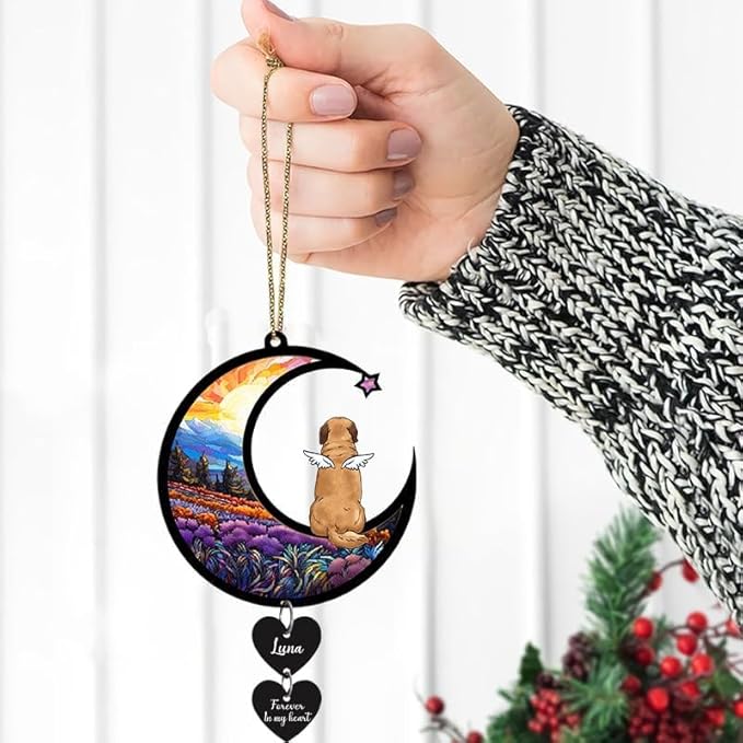 Nazenti Personalized Dog Memorial Suncatchers, Custom Dogs Memorial Ornament, Loss of Pet Hanging Ornaments, Sympathy Gift, Pet Remembrance Gifts for Christmas Tree, Pets Lovers