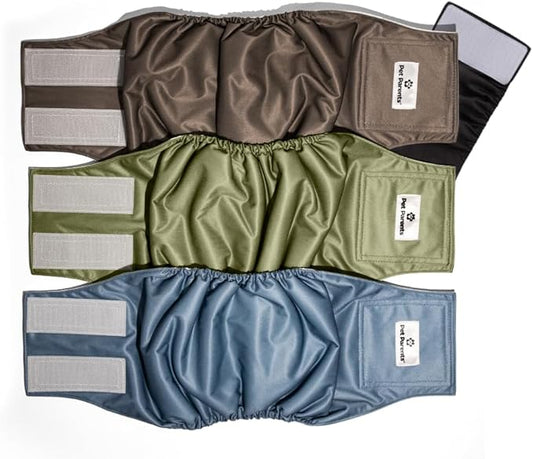 Pet Parents® Washable Belly Bands for Male Dogs (3pack) + Extendrs® of Durable Dog Diapers Male, Premium Male Dog Diapers & Dog Wraps (X-Small, Koda)