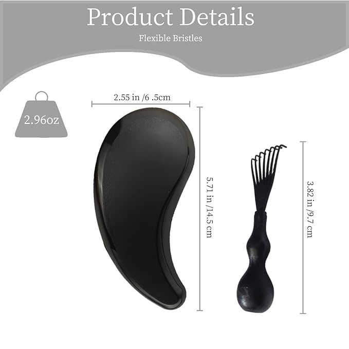 Comma-Shaped Small Dog Brush and Cleaning Comb, Fit for Yorkie, Shih Tzu, Maltese Maltipoo Pomeranian - Gentle Soft Bristles for Effortless Pet Hair Removal, Puppy Essentials (Black)