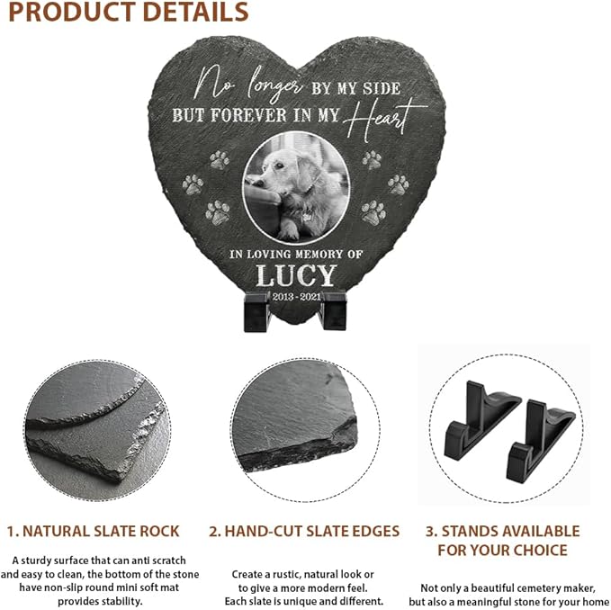 in Loving Memory of Dog Gifts - Heart Shaped Dog Memorial Stone - Personalized Pet Rock for Memorial Garden Decor - Dog Memorial Gifts for Loss of Dog Sympathy Gift