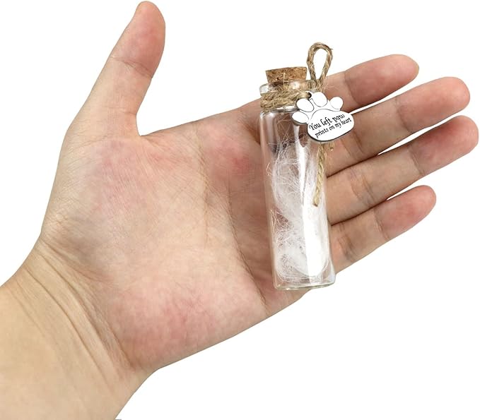 Pet Hair Memorial Bottle,Glass Vial for Ashes Or Hair Dog Or Cat Keepsake Pet Loss Gift (Bottle)