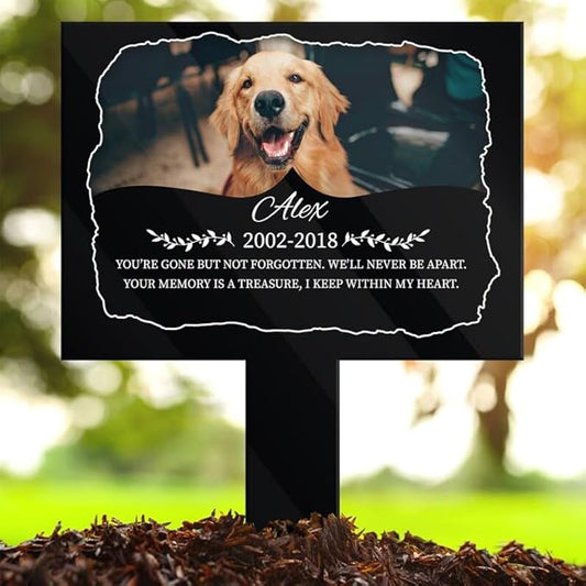 Personalized Dog Memorial Stake Custom Dog Cat Photo Keepsake Garden Decor Metal 8x8 inch Pet Grave Marker Pet Loss Gift Sympathy Gift (Style 34)