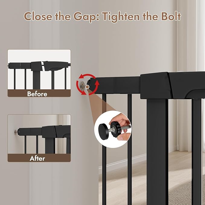 29-43" Baby Gate for Stairs, 30" Tall Dog Gate Indoor, Pressure Mountd Baby Gates with Auto-Close/Hold-Open Features and Anti-Trip Pedal, Safety Kids Gate for Doorways, House, Stairs