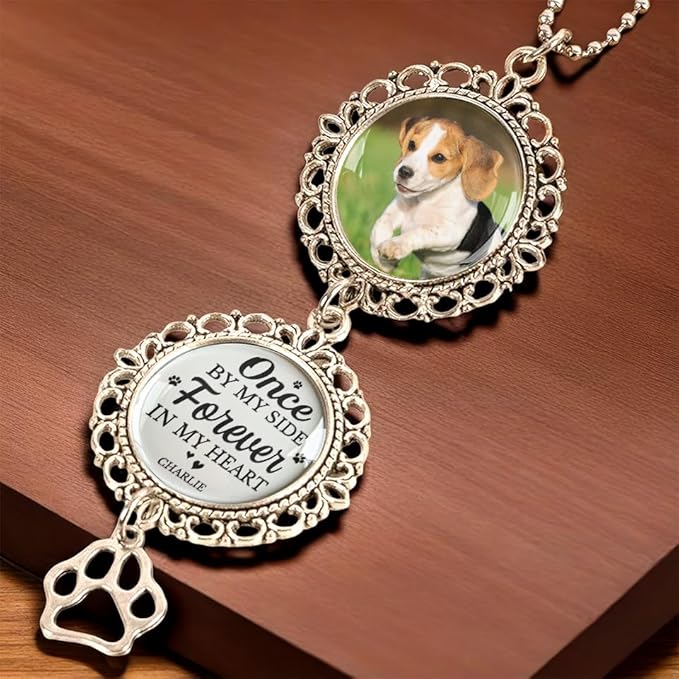 Custom Photo You Once By My Side, Personalized In Loving Memory Car Charm Ornament, Pet Memories Gifts For Dogs, Pet Loss Sympathy Gift, Remembrance Passing Away Gifts For Dog Lovers