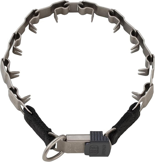 Herm Sprenger NeckTech Sport Matt Stainless Steel Dog Prong Collar with ClicLock Buckle and D-Ring No-Pull Pinch Collar for Small Medium Large Dogs Made in Germany (19in (48cm))