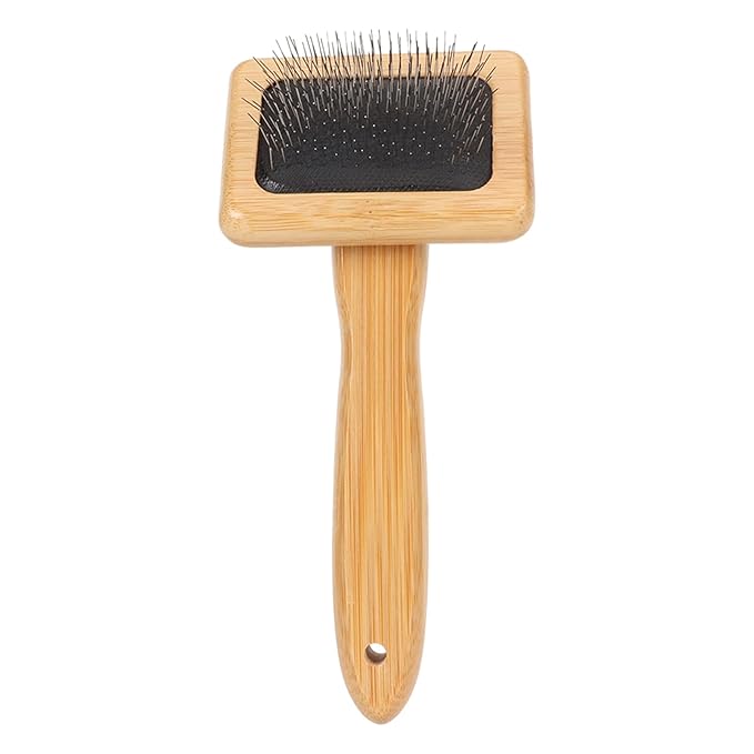 Macrame Slicker Comb with Hole Cushion Finely Polished Bamboo Cleaning Slicker Brush for Pet Tapestry Work Fast and Save Time (Small Size 7.9 X 11.8in)