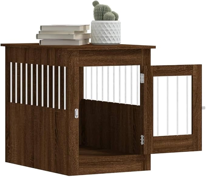 Dog Crate Furniture, Modern Dogs Kennel Indoor, Dog House Indoor, Puppy Cage Indoor Dog House, Brown Oak 21.7"x31.5"x26.8" Engineered Wood,-771