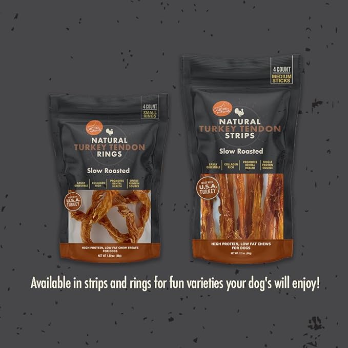 Canine Naturals Natural Turkey Tendon Strips - Slow Roasted Treats for Dogs - 3oz