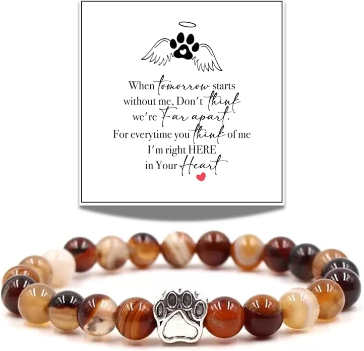 LINGYUAN Pet Memorial Gifts for Dogs Cats, Pet Memorial Bracelet, Remembrance Pet Loss Sympathy Gift for Cat Dog Lovers, Bereavement Gifts for Loss of Pet