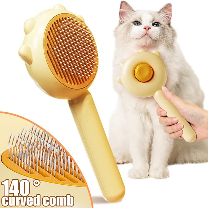 Magic Pet Comb, Pet Grooming Brush, Cat and Dog Brush for Shedding, Pet Massage Cleaning Slicker Brushes for Dogs Cats, Shedding Brush for Short or Long Haired Cat Dogs Tangled Hair (Orange-A)