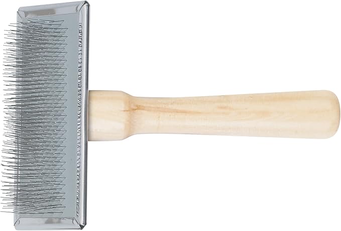 Ancol Heritage Wood Handle Soft Slicker Dog Brush Puppy Pet Grooming Tool Large Wired Bristles Removes Dead Hair Tangles Promotes Glossy Coat Wooden Handle Large