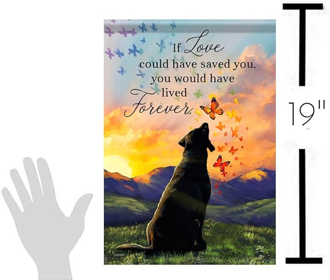 The Bridge Collection 18" 'Lived Forever' Dog Memorial Garden Flag - Dog Memorial Hanging Flag - Pet Loss Flag