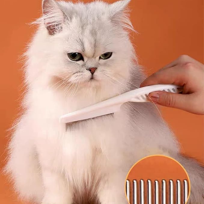 Pet Hair Removal Comb Flea Comb, 2025 New Multifunctional Pet Hair Comb, Pet Grooming Brush Fine Magic Tear Stain Removal Comb, Fine-Tooth Stainless Massage Comb Kit for Cats Dogs (Purple 2pcs)