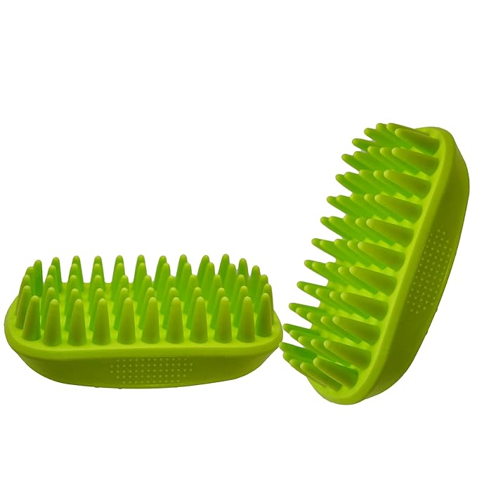 Dog Silicone Shampoo Brush, Easy to Clean Dog Bath Brush& Soft Massage Comb Brushing for Medium to Long Haired Medium Large Pets and Cats