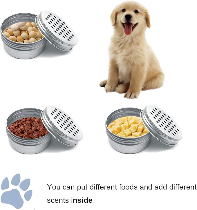 12 Pack Dog Scent Work Tins Training Kit Nose Work Magnetic Dots Scent Work Containers for Dogs Training Metal Box Smell Aluminum Cans with Lids (12pack)