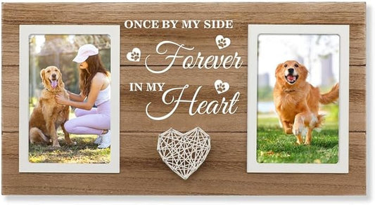 Dog Memorial Gifts for Loss of Dog - Pet Memorial Gifts for Dogs Cats - Cat Dog Memorial Picture Frame, Passing Away Gift for Dog Cat Sympathy Gift Photos Frame Double 4x6 IN