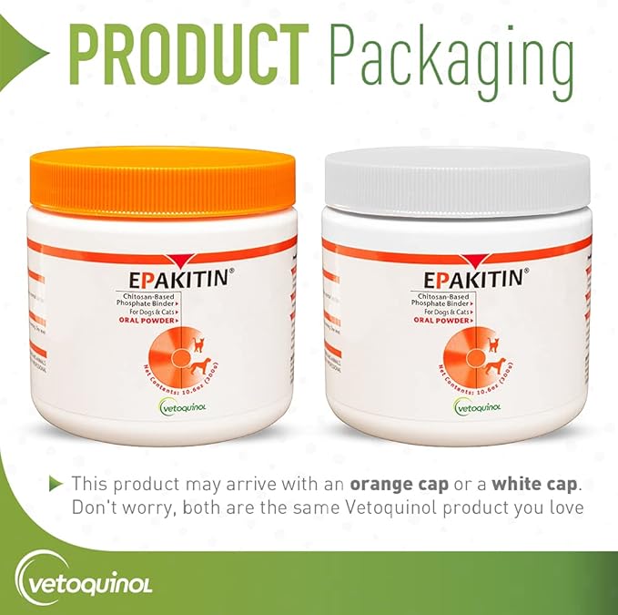Vetoquinol Epakitin Chitosin-Based Phosphate Binder for Cats & Dogs – Renal Support Supplement Powder - 300g