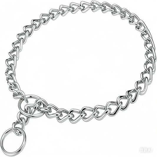 Dog Choke Collar Slip P Chain,Heavy Chain Dog Metal Training Choke Collars, Martingale Puppy Collars for XS Small Medium Large Big XL Breed Dogs (Silver, M(Neck Max 18inch) D3.0mm)