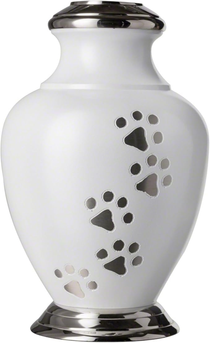 Kennedy Paws Series Pet Urn for Dogs, Handmade Aluminum Memorial Cremation Urn (X-Large - Pets up to 170 lbs, Cloud White)