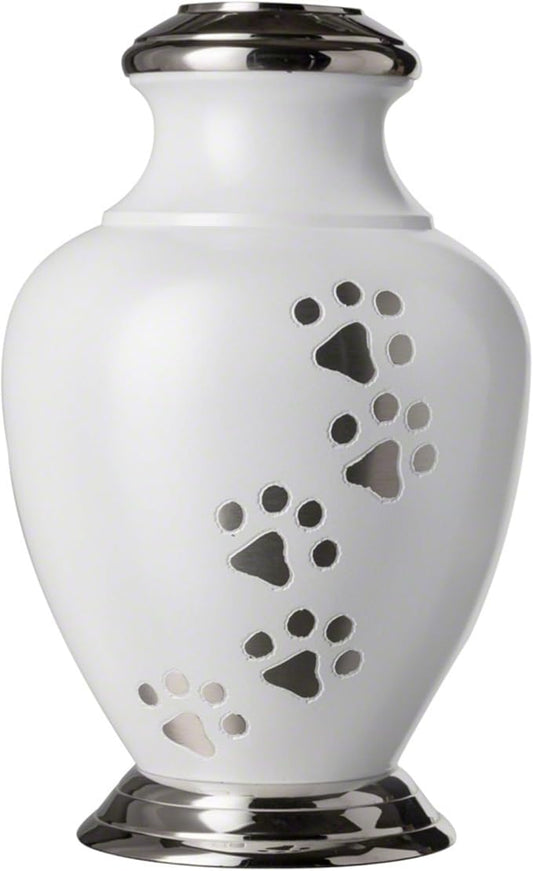 Kennedy Paws Series Pet Urn for Dogs, Handmade Aluminum Memorial Cremation Urn (X-Large - Pets up to 170 lbs, Cloud White)