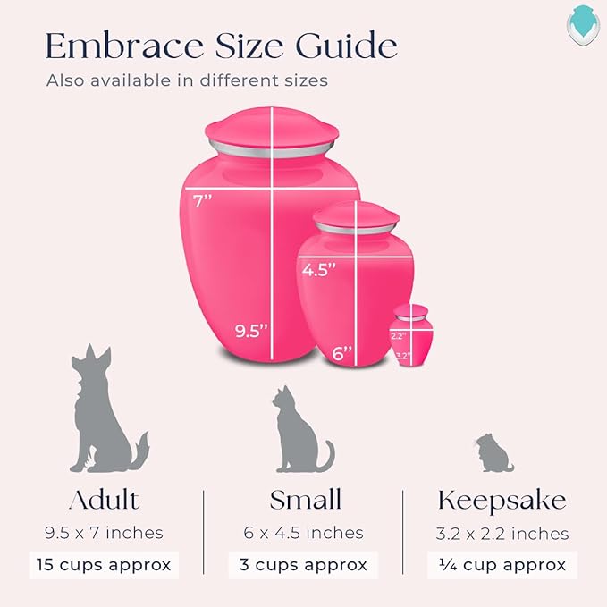 Geturns Embrace Personalized Picture Urn for Small Pets I Bright Pink Photo Cremation Urns for Dogs and Cats I 44 lbs