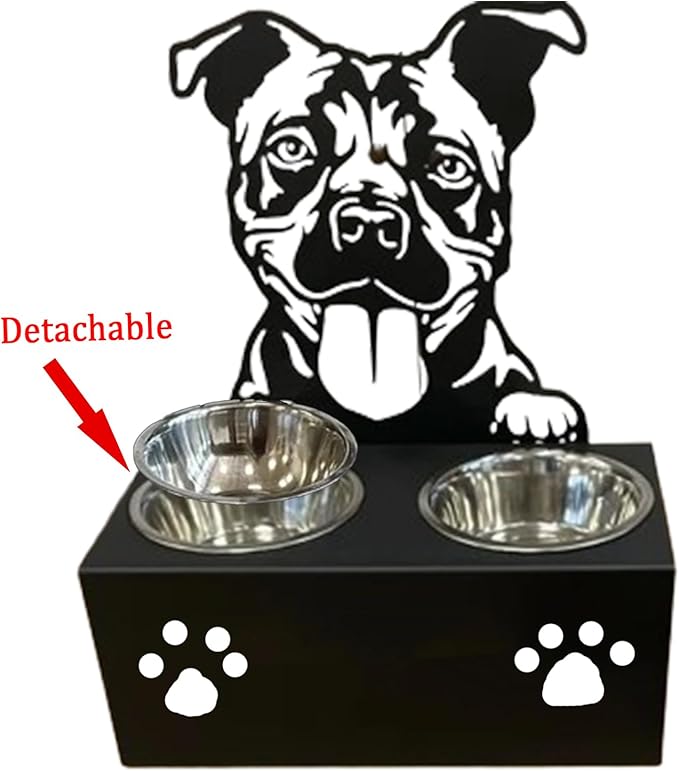 Personalized Dog Food Bowl Holder,Customized with Your Pet'S Name Pet Feeding Supplies Bowl Stainless Steel Dog Food and Water Dishes Gift for Pet Lovers (Pitbull)