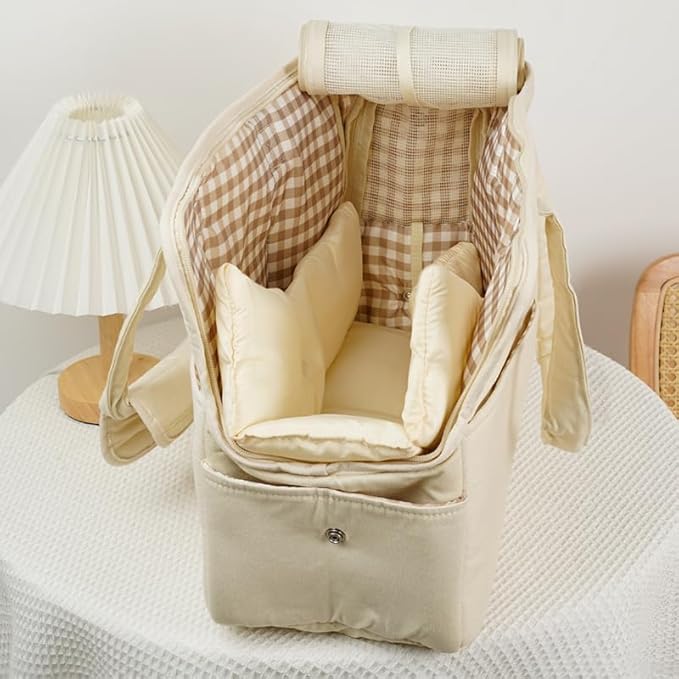 【S-Size Bag and mat】 ONECUTE Dog Carrier Set for Small Dog with a Soft mat, Beige