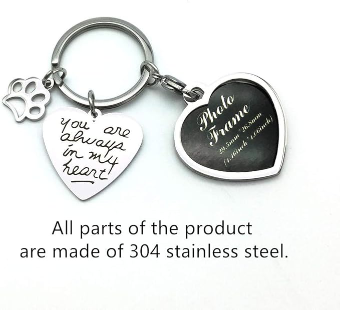 Pet Dog Remembrance Memorial Photo Frame Keychain Gifts, Pet Sympathy Present,You are Always in My Heart
