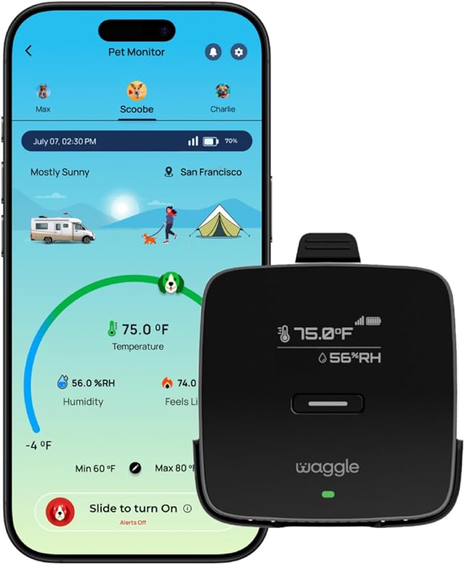 Waggle 4G Pet Temperature Monitor (Lite) - No WiFi Needed - Real Time App, SMS & Email Alerts - RV, Car & Home Safety Device - Power Outage Alerts - Subscription Required