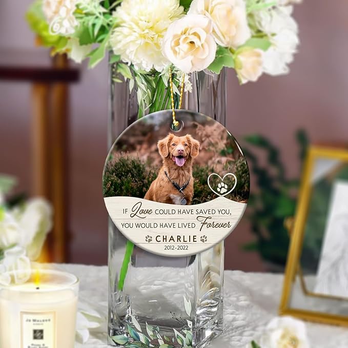 Personalized Dog Memorial Ornament, Gifts for Loss, Remembrance Pet, Pet Memorial Gifts, Dog Sympathy Gift, Ceramic Keepsake to Hang on Christmas Tree