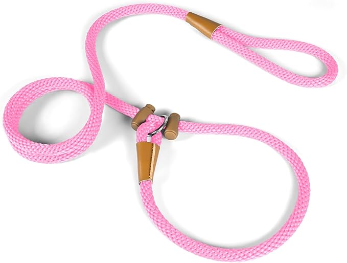 FASTFOX Dog Training Leash, 6ft x 1/2 Inch Slip Lead Loop for Small Medium Large Dogs, No Pull 3-in-1 (Pink)