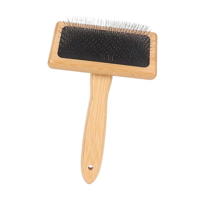 Macrame Slicker Comb with Hole Cushion Finely Polished Bamboo Cleaning Slicker Brush for Pet Tapestry Work Fast and Save Time (Large Size 10.2 X 13.8in)