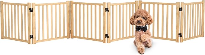 Solid Wood Freestanding Pet Gate,Nature Wood Dog Gates for Doorways The House,Pet Gate for Stairs,Freestanding Indoor Gate Safety Fence,16.9" Height-6 Panels