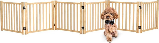 Solid Wood Freestanding Pet Gate,Nature Wood Dog Gates for Doorways The House,Pet Gate for Stairs,Freestanding Indoor Gate Safety Fence,16.9" Height-6 Panels